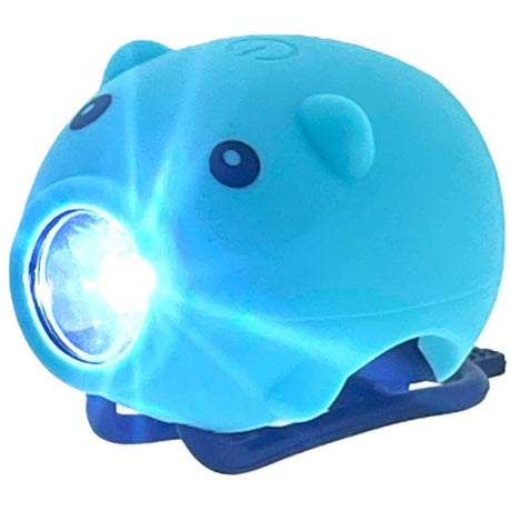 Pexkids klakson rowerowy świnka z lampką LED USB niebieski