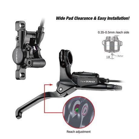 Tektro HD-E350 Hydraulic Disc Armet LH + Kabel czujnika 1800 mm czarny