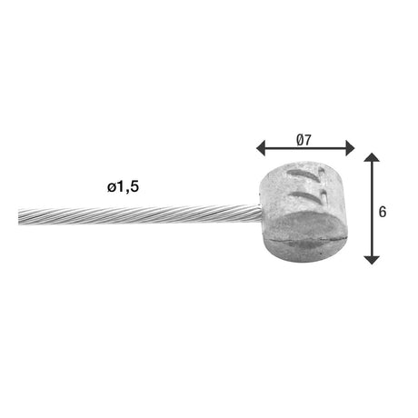 Linka hamulca Elvedes 2000 mm 1×19 drut ze stali nierdzewnej ø1,5mm z złączką T ø7 × 6mm