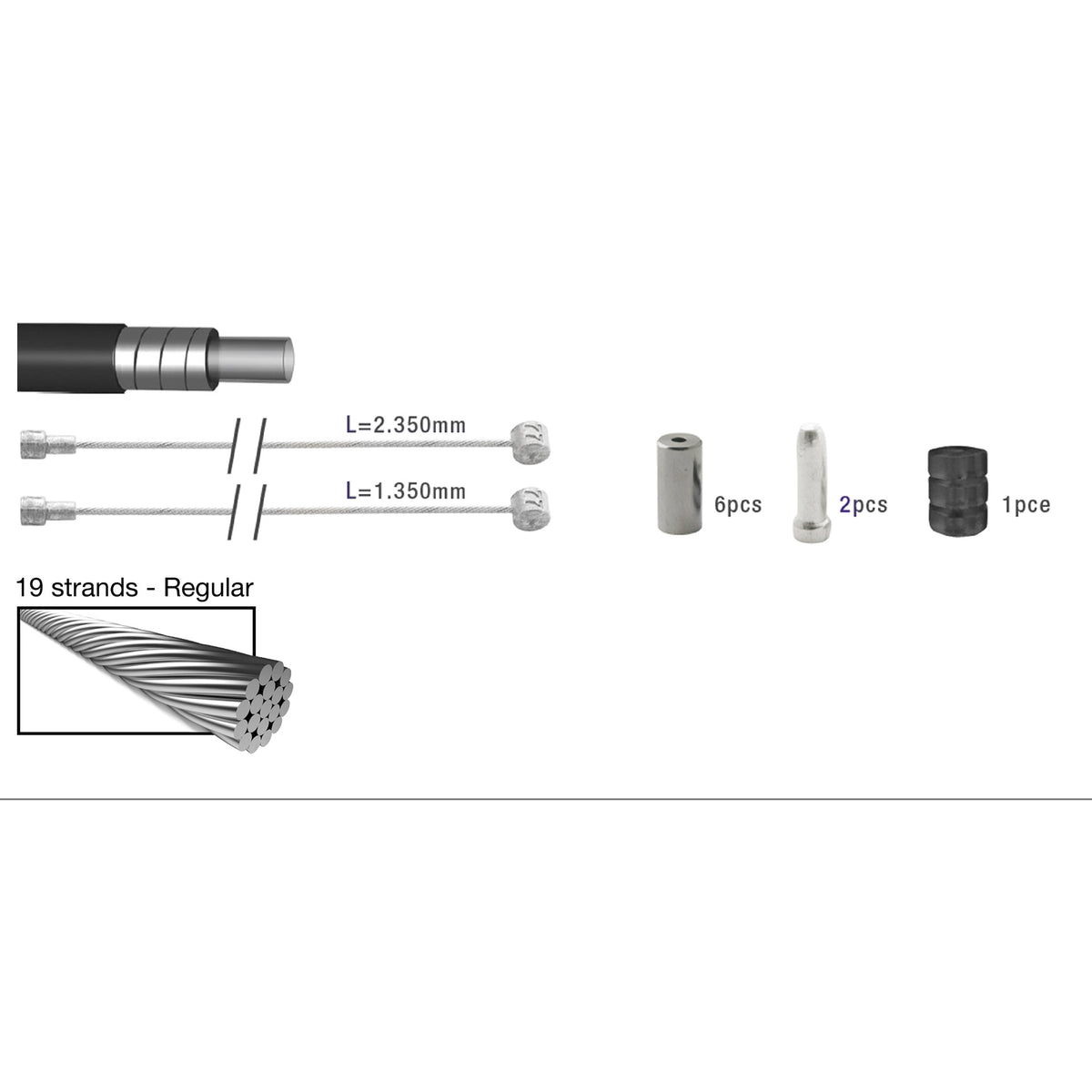 Elvedes Remkabel Kit ATB Race Universal Silver 2015010
