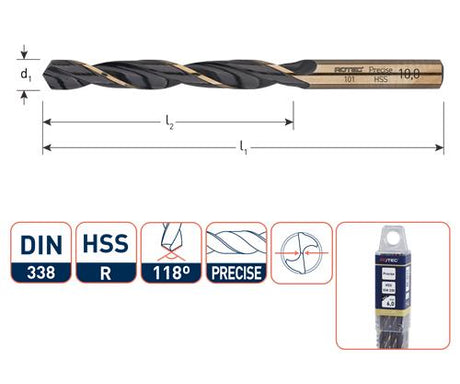 Wiertło kręte Rotec hss precyzyjne 3,8 mm