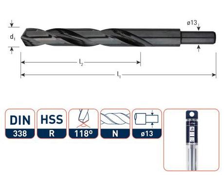 Wiertło kręte Rotec DIN338 HSS-R 19,0 mm toczone