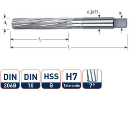 Rozwiertak ręczny Rotec h7 32mm hss-g din206-b