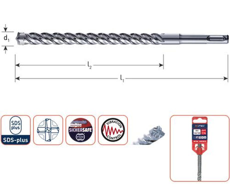 Wiertarki udarowe Rotec sds+ „zentro” 4-ostrzowe 10,0x150 210 mm - 2021002 - 202.1002