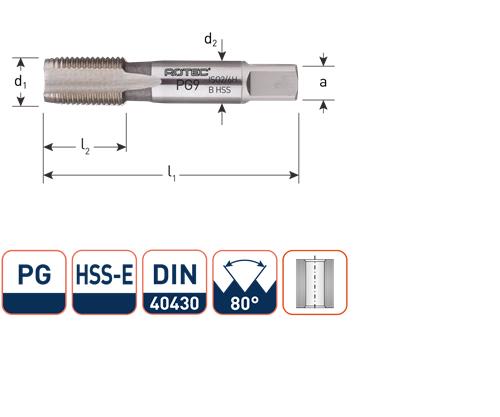 Gwint maszynowy Rotec DIN374 pg16