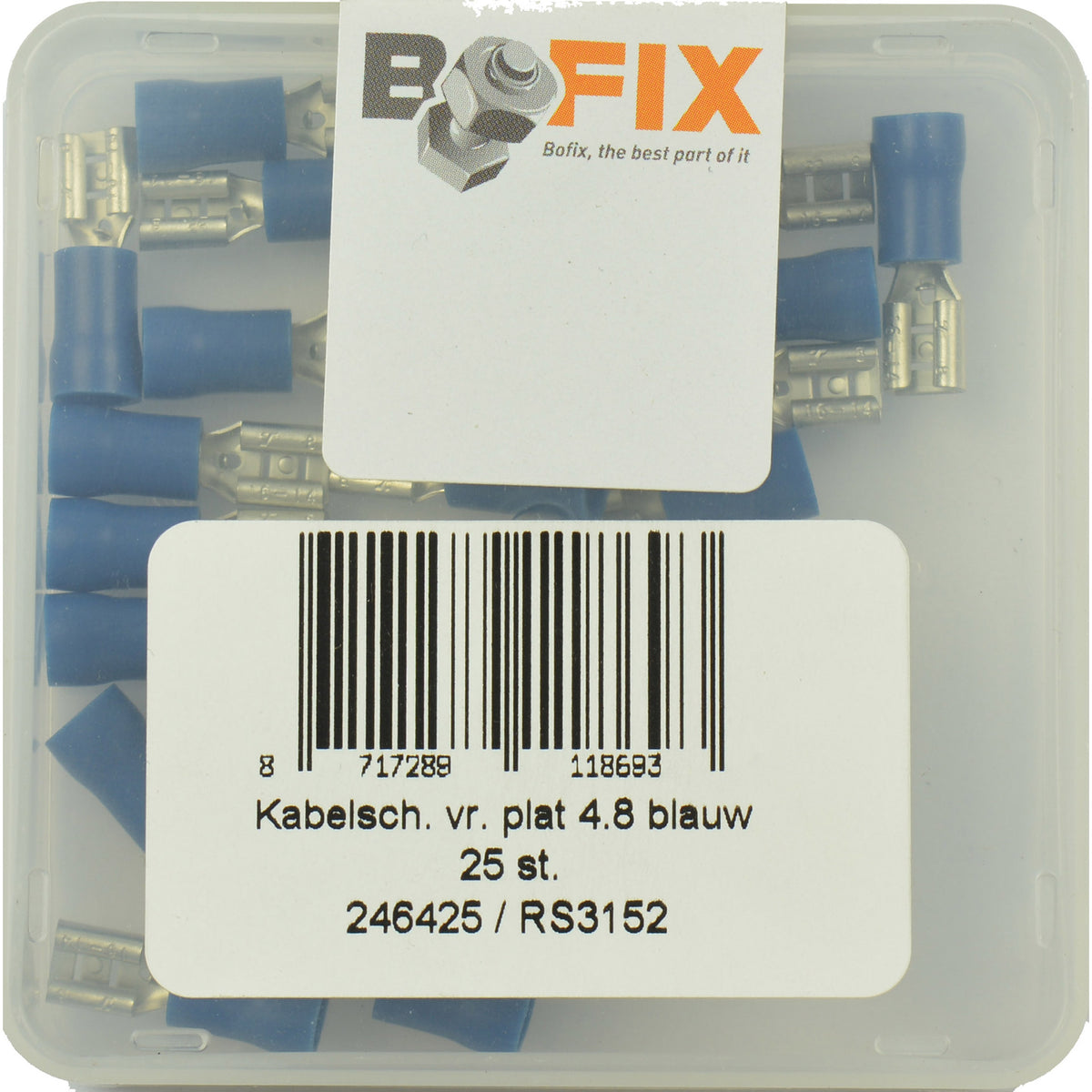 BOFIX Cable Shoe Amp Woman Plat 4,8 mm Blue (25st)