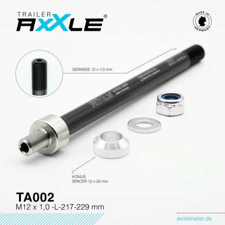 Oś przelotowa Radoxx do przyczepy m12x1,00 217-229mm