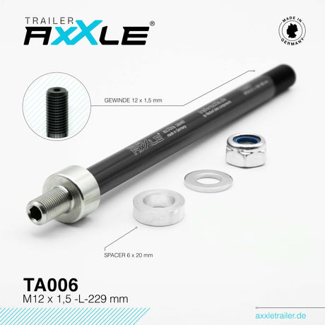 Oś przelotowa Radoxx do przyczepy m12x1,50 229mm