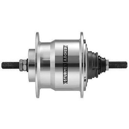 Piasta zębata Ursus 4-biegowa Sturmey Archer x-rf4 36 otworów - długość osi 170 mm - srebrna