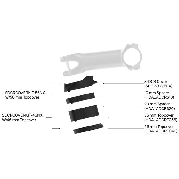 Dedacciai deda s-dcr zestaw osłon: podkładki górna pokrywa 56mm