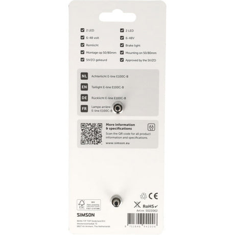Rema tip top holandia b.v. Lampka tylna simson aurora e-line e100c-b
