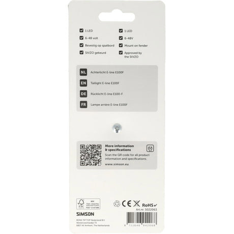 Lampa tylna Simson Aurora e-line e100f