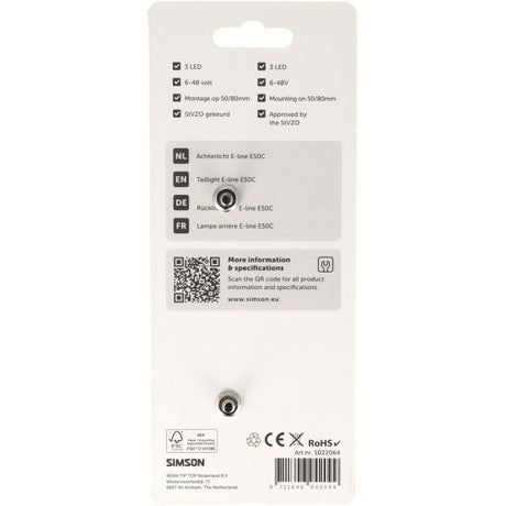 Rema tip top holandia b.v. Lampa tylna simson aurora e-line e50c