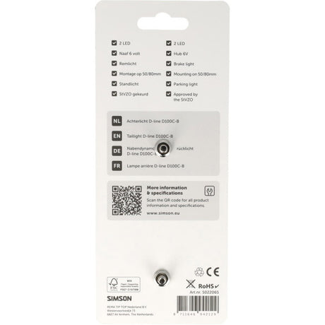 Rema tip top holandia b.v. Lampa tylna simson aurora d-line d100c