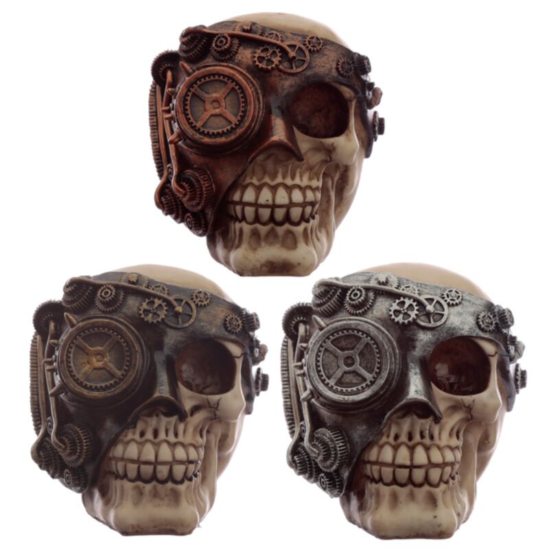 Steampunkowy dodatek do domu z głową czaszki