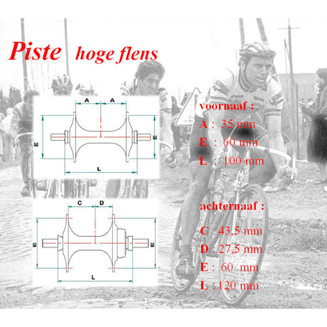 Miche Naafset Pista V + A 36G z wysokim kołnierzem srebrem