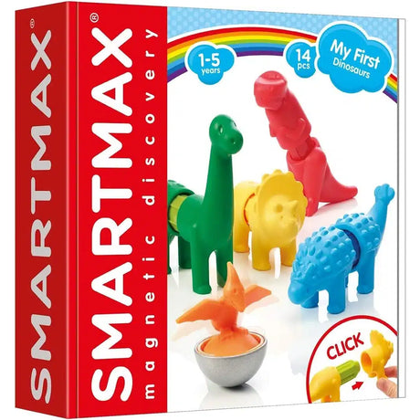 Smartmax moje pierwsze dinozaury - dinozaury magnetyczne - 14-częściowy zestaw do budowania z miękkimi elementami - zabawki edukacyjne dla maluchów - od 1 roku