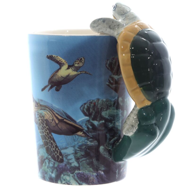Kubek ceramiczny z uchwytem w kształcie żółwia