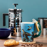 Kubek ceramiczny z uchwytem w kształcie żółwia