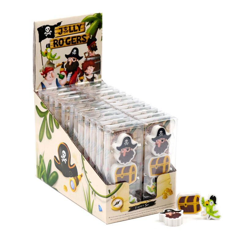 Zestaw 3 pirackich gumek Jolly Roger