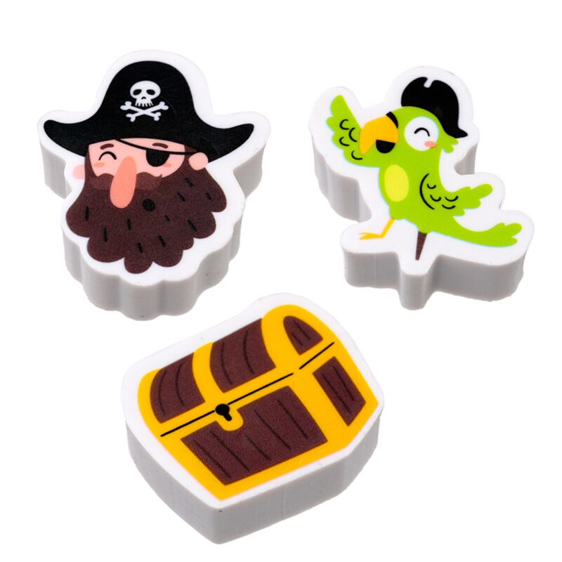 Zestaw 3 pirackich gumek Jolly Roger