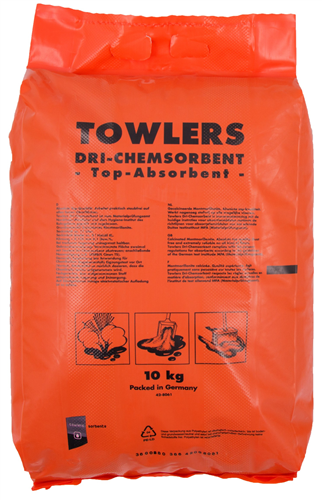 Towlers granulat absorpcyjny chemosorb Oil-dri opakowanie 10kg z nadrukiem