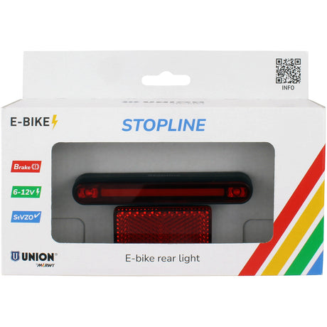 Tylne światło Qibbel Union do roweru elektrycznego 50-80 mm Stopline 6-12 V światło hamowania