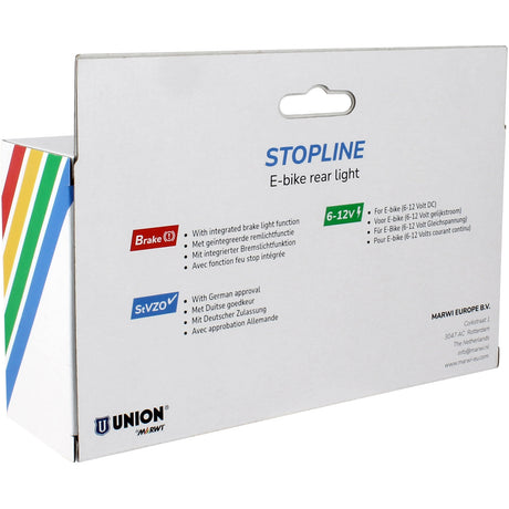Tylne światło Qibbel Union do roweru elektrycznego 50-80 mm Stopline 6-12 V światło hamowania