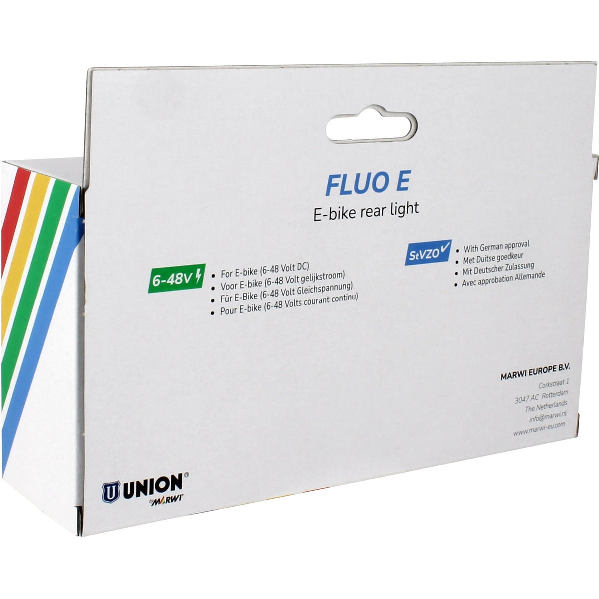 Lampka tylna Qibbel Union do roweru elektrycznego 80mm fluo e 6-48v
