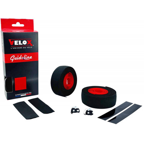 Taśma na kierownicę Velox maxi cork bicolor czarno-czerwona (2 szt.)