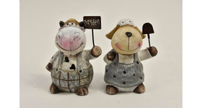 Schaap of koe staand m - 11cm - 2 assortie - per stuk