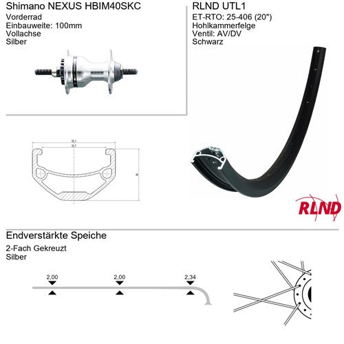 Koło przednie Roland 20 utl1 shimano im40 disc aluminium czarne