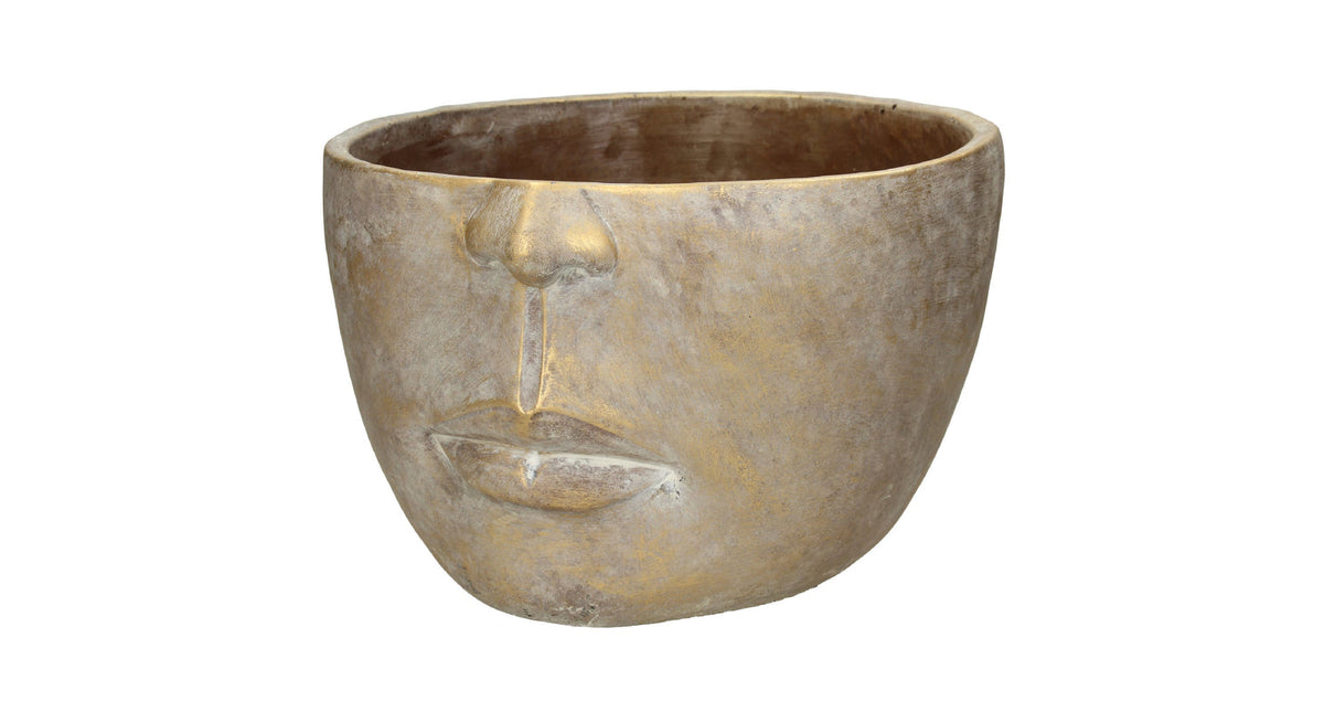 Planter face gold 18x29x29cm