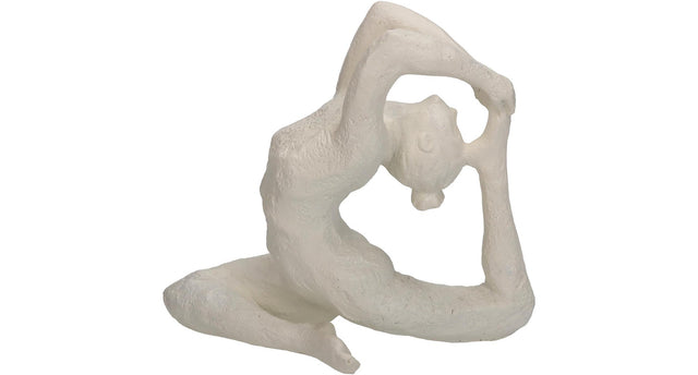 Ornament woman yoga polyresin ivory 21.5x9.7x18.5cm