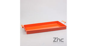 Zink schaal rechthoekig 20x40 cm oranje