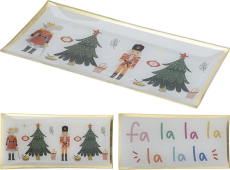 Stylizacja domu Świąteczny szklany znak 10x21cm z tekstem lub sceną z choinkami i dziadkiem do orzechów