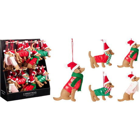 Home styling hond kersthanger 12cm 4ass