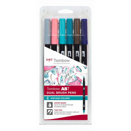 Tombow • abt zestaw podwójnych pisaków pędzelkowych kolory vintage 6szt