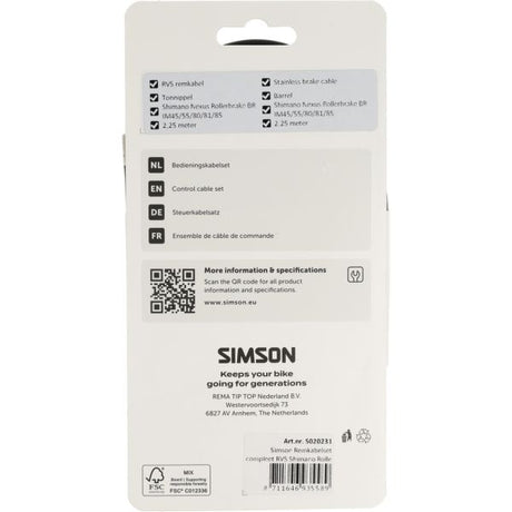 Zestaw linek hamulcowych Simson, kompletny hamulec rolkowy Shimano ze stali nierdzewnej, czarny
