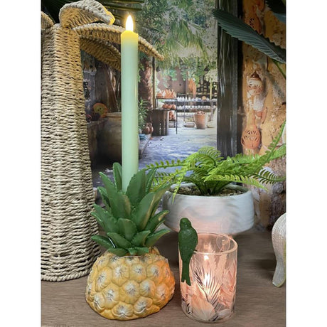 Cosydecor świecznik ananasowy poliston 12x12x18cm żółto-zielony