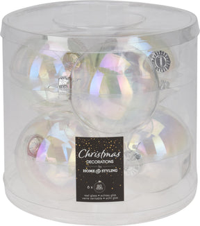 Home styling kerstbal glas 80mm irriserend koker a 6 stuks