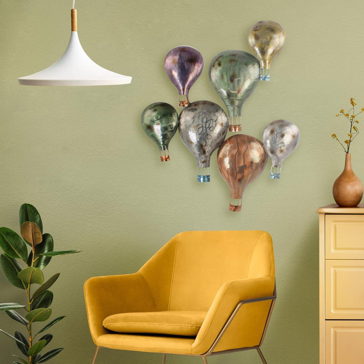 Dekoracja ścienna Cozydecor balony na ogrzane powietrze 83x99cm