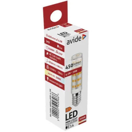 Minilampka LED Avide 4,2 W JD E14, ciepła biel 3000 Kelvinów, 450 lumenów