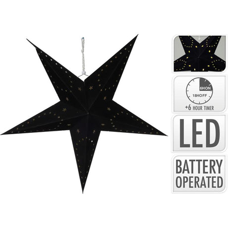 Gwiazda bożonarodzeniowa z papierem LED śr.45cm czarna