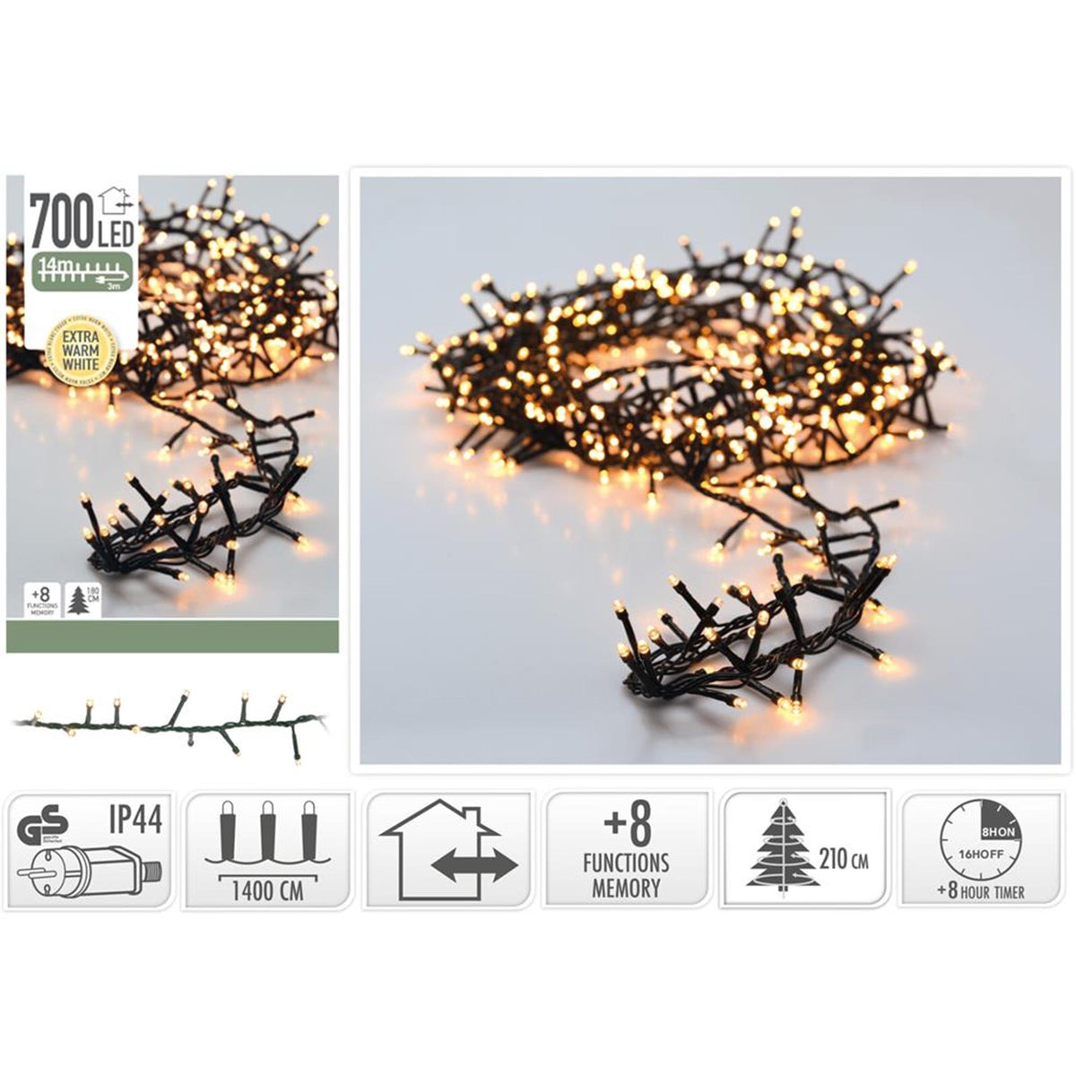 Mikroklaster oświetlenia świątecznego 700 LED