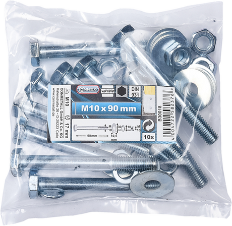 Śruba Connex 10x90 + nakrętka+SR+gr worek 10szt - b30018