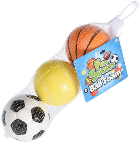 Cilgro Fun Sports Piłki piankowe 3 sztuki w siateczkowym worku