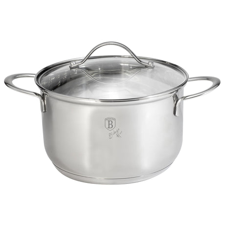 Berlingerhaus biżuteria srebrna Patelnia ze stali nierdzewnej ø18 cm ze szklaną pokrywą również indukcyjna 2,6l 18x11cm