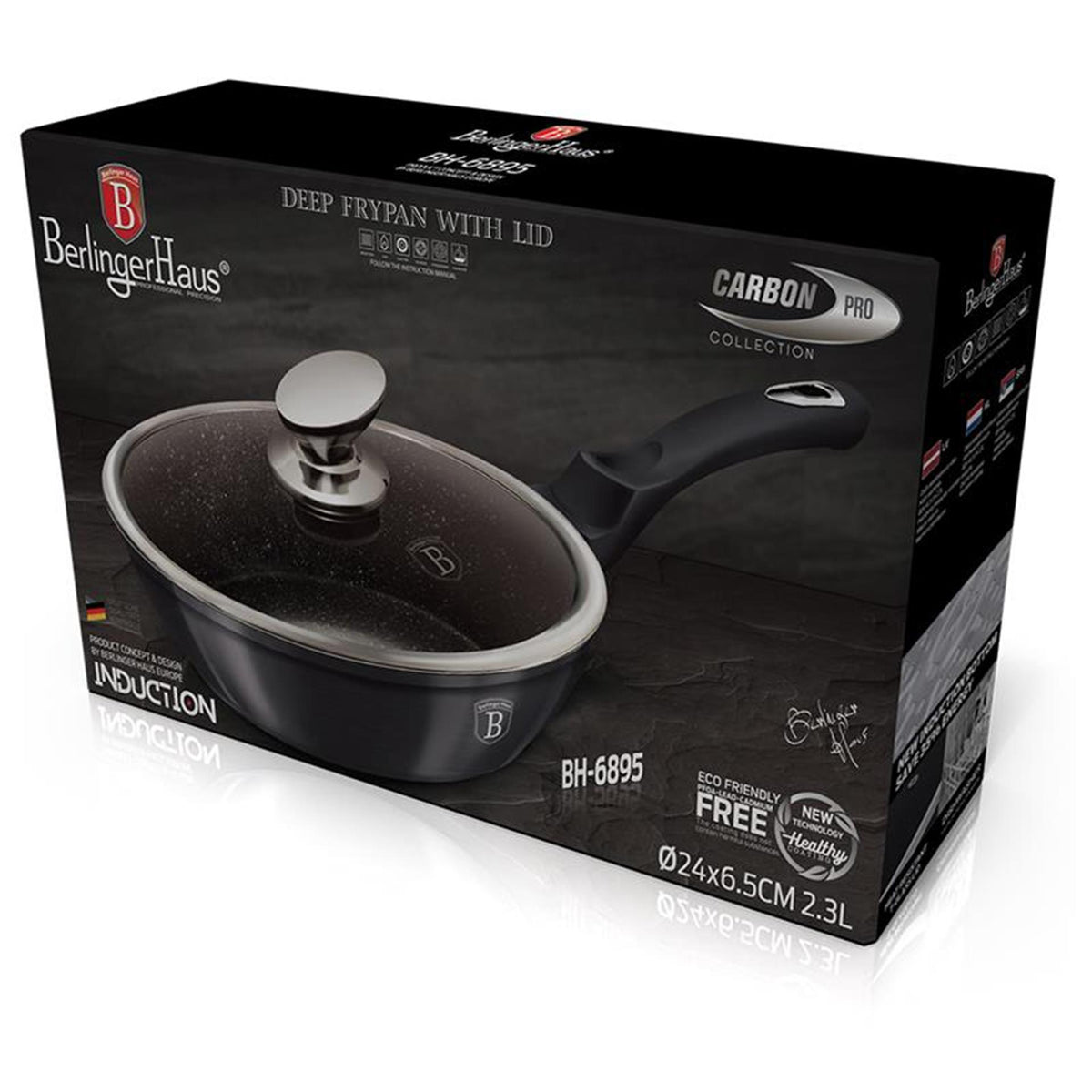 Patelnia Berlingerhaus z pokrywką 24cm metaliczna linia carbon pro edycja indukcyjna
