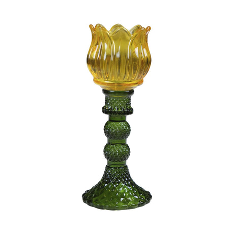 Mars more Świecznik na podgrzewacz do herbaty, tulipan, żółty, 19 cm